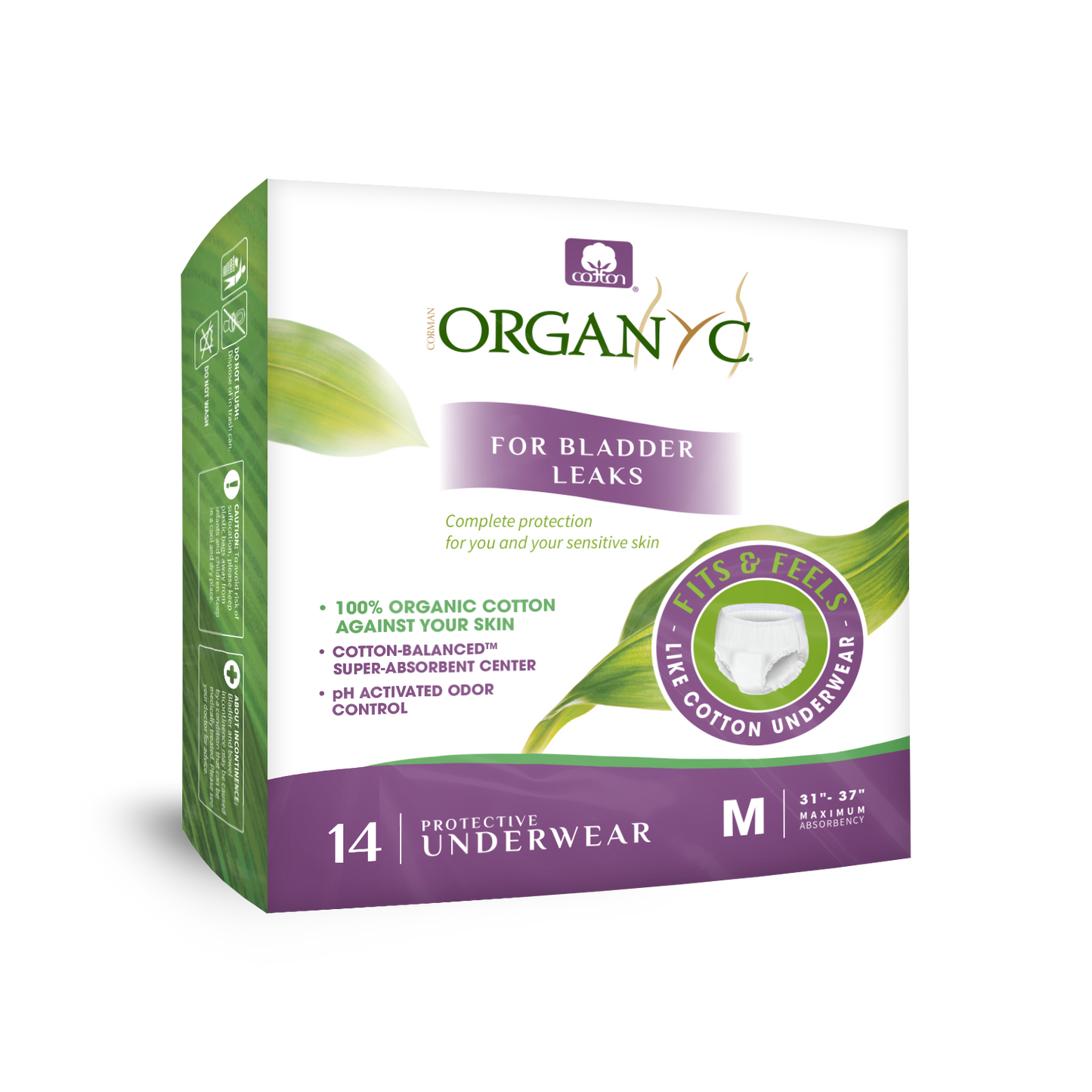 Organyc - Protective Underwear - Medium, 14 CT