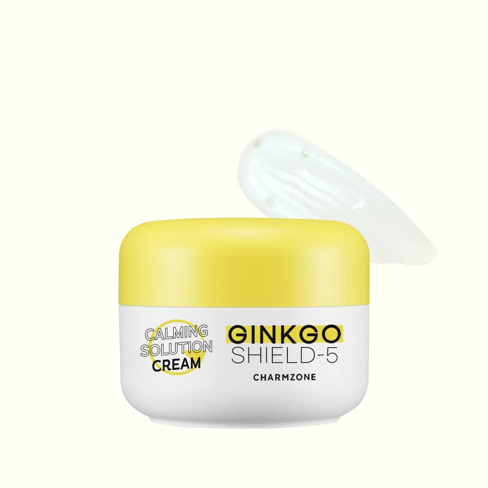 CHARMZONE Ginkgo Shield-5 Calming Solution Cream, Restore Damaged Skin Barrier and Balance Skin, Soothing and Moisturizing Cream with Collagen Capsule Korean skincare (50ml, 1.69 oz)