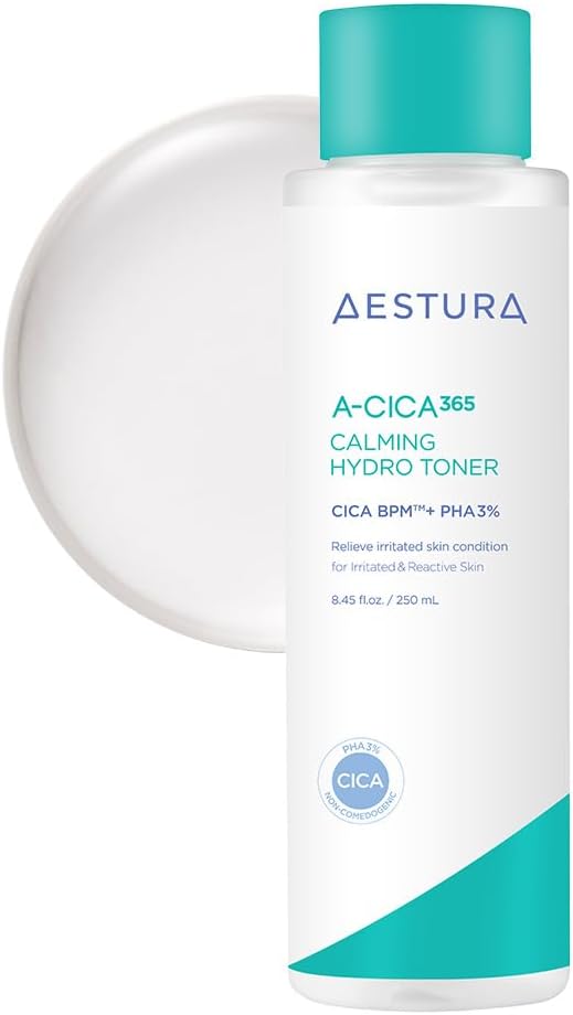 AESTURA A-CICA365 Calming Hydro Toner, Daily Soothing Toner for Sensitive Skin, CICA BPM Complex, PHA 3%, Dead Skin Cell Care, Dermatologist Tested, Korean Skin Care, 8.56 Fl Oz.