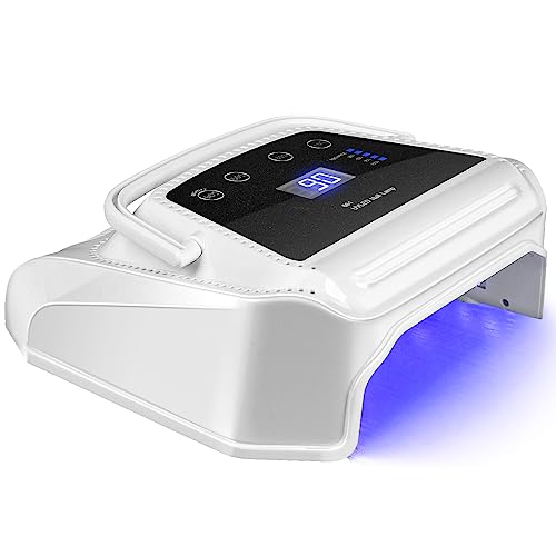 HoMove 72W UV LED Nail Lamp, Professional Rechargeable Nail Dryer with Fan, Cordless UV Light Gel Dryer with 36 UV/LED Beads, Portable UV LED Curing Light Lamp for Gel Nail Polish (White)
