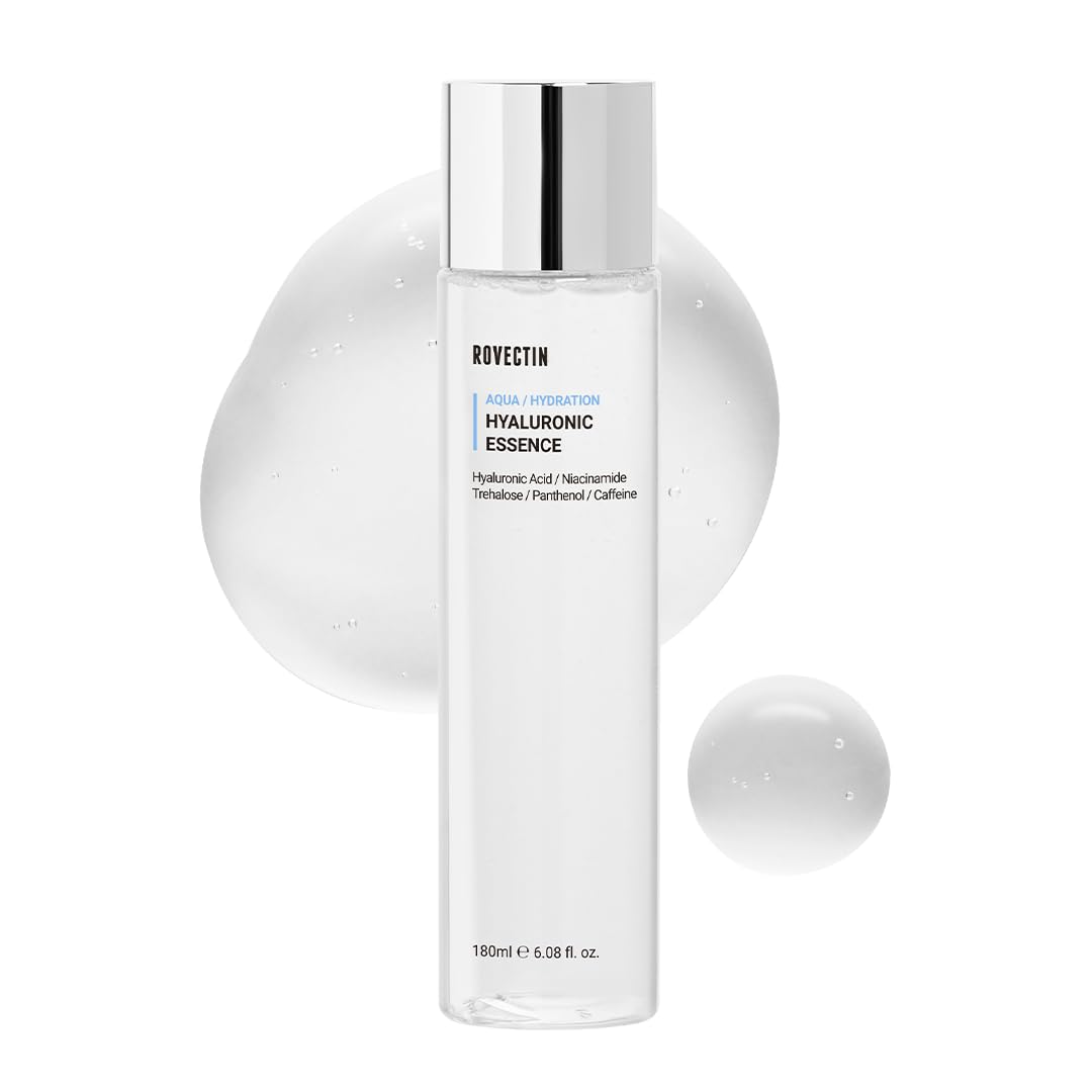 ROVECTIN Aqua Hyaluronic Essence (Activating Treatment Lotion) - 7 Layers Hyaluronic Acid Facial Toner with Niacinamide & Panthenol, Vegan Korean Skin Care (6.08 fl.oz)
