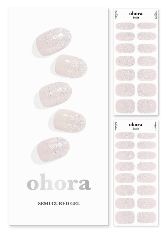 ohora Semi Cured Gel Nail Strips (N Dress Up) - Works with Any Nail Lamps, Salon-Quality, Long Lasting, Easy to Apply & Remove - Includes 2 Prep Pads, Nail File & Wooden Stick