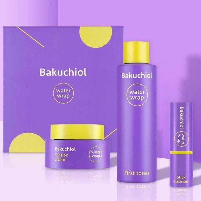 CHARMZONE Bakuchiol WaterWrap Set of 3 –Alternative to Retinol 99% Pure Bakuchiol Pore Tightening Firming Lifting Anti-Aging Moisturizer Korean Skincare Valentine Gift Set for Women
