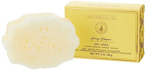 Spongellé Pedi-Buffer - Cleanse, Exfoliate & Polish Feet - Honey Blossom