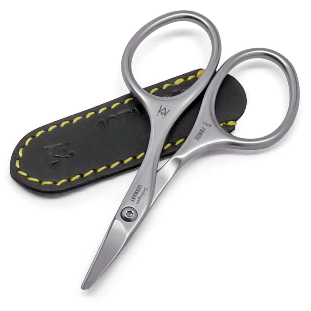 GERMANIKURE Rounded Baby Nail Scissors - FINOX Surgical Stainless Steel baby scissors and Manicure Tools in Leather Case - Self Grooming Scissors for nails Ethically Made in Solingen Germany - 4701