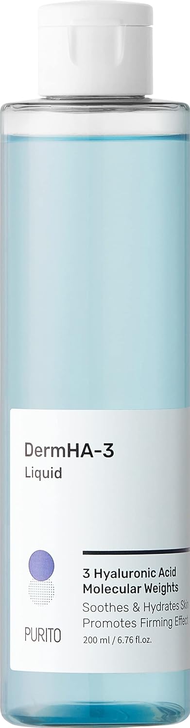 PURITO DermHA-3 Liquid 200ml / 6.76 fl.oz, Alcohol-free Toner, Vegan & Cruelty-free, Moisturizing Toner, Strengthening Skin Barrier, Facial Toner, Calming, Soothing Skin, Korean Skin Care