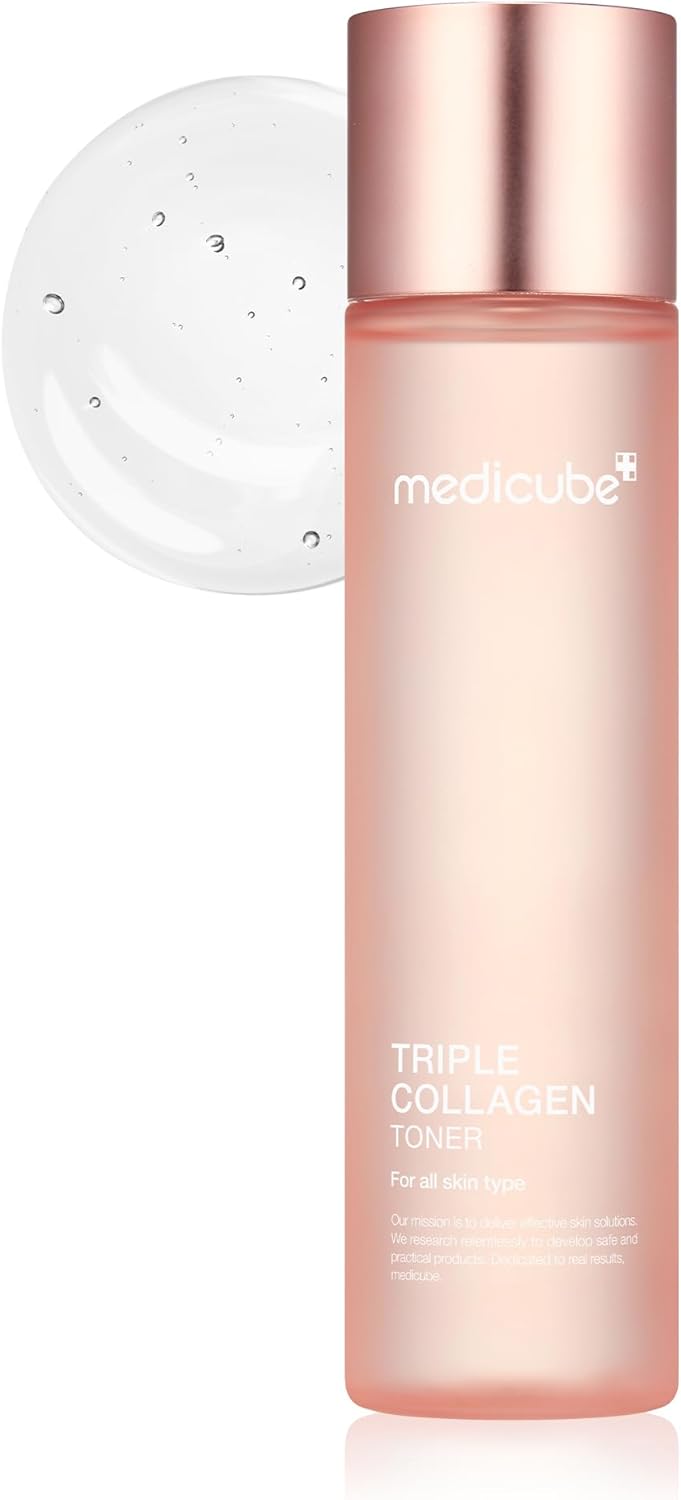 Medicube Triple Collagen Toner - Hydrolyzed, Atelo, & Soluble Collagen for Deep Hydration & Plump Skin - Fast-Absorbing Formula for All-Day Suppleness, Korean Skincare (4.73 fl.oz.)