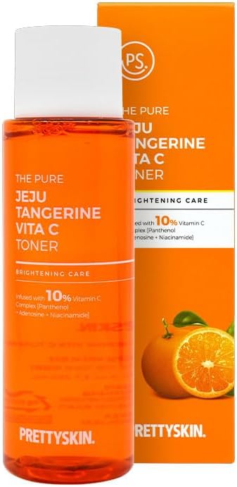 PS.PRETTYSKIN Jeju Tangerine Vitamin C Toner for face 250ml(8.45 fl.oz.) | Soothing, Oil-Moisture Balance, Vitality with Panthenol + Adenosine + Niacinamide, Korean Skincare