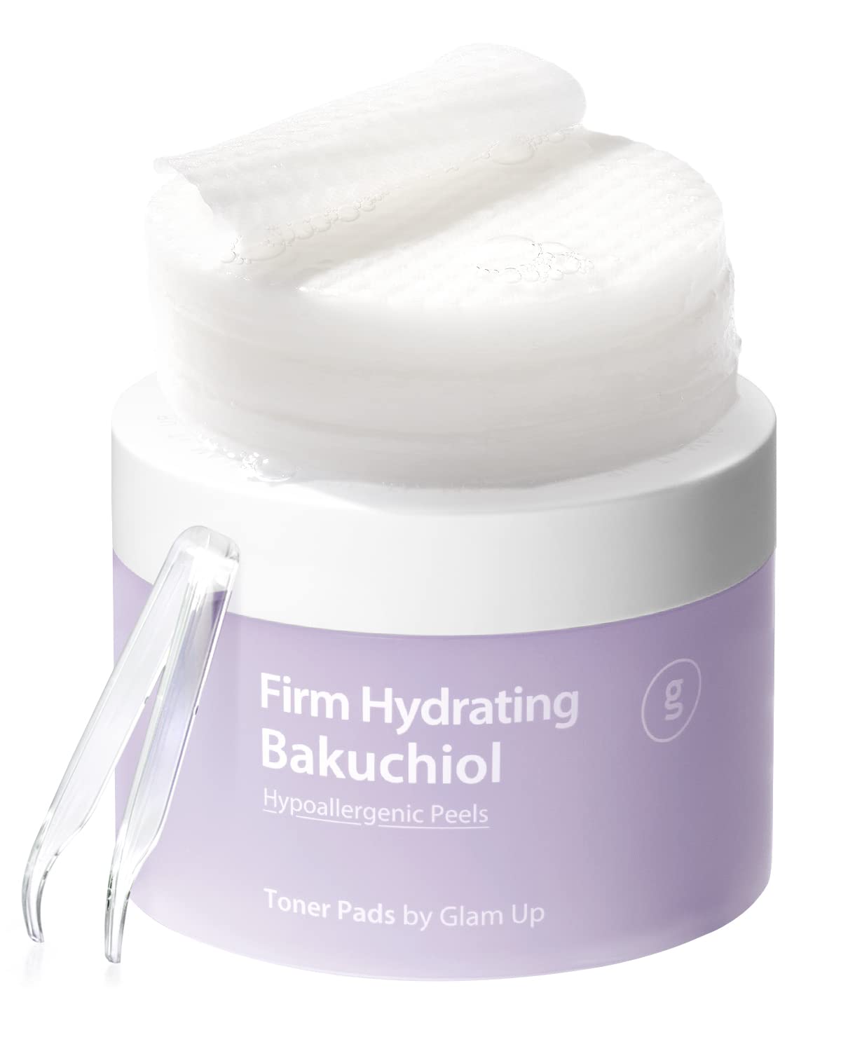 GLAM UP Pore Peeling & Exfoliating Bakuchiol Toner Pads - Anti Aging Retinol Alternative - 100% Bamboo Silky Gauze for Fine Lines and Dry, Aging Skin - Hyperallergenic, Vegan & Cruelty free(65 Pads)