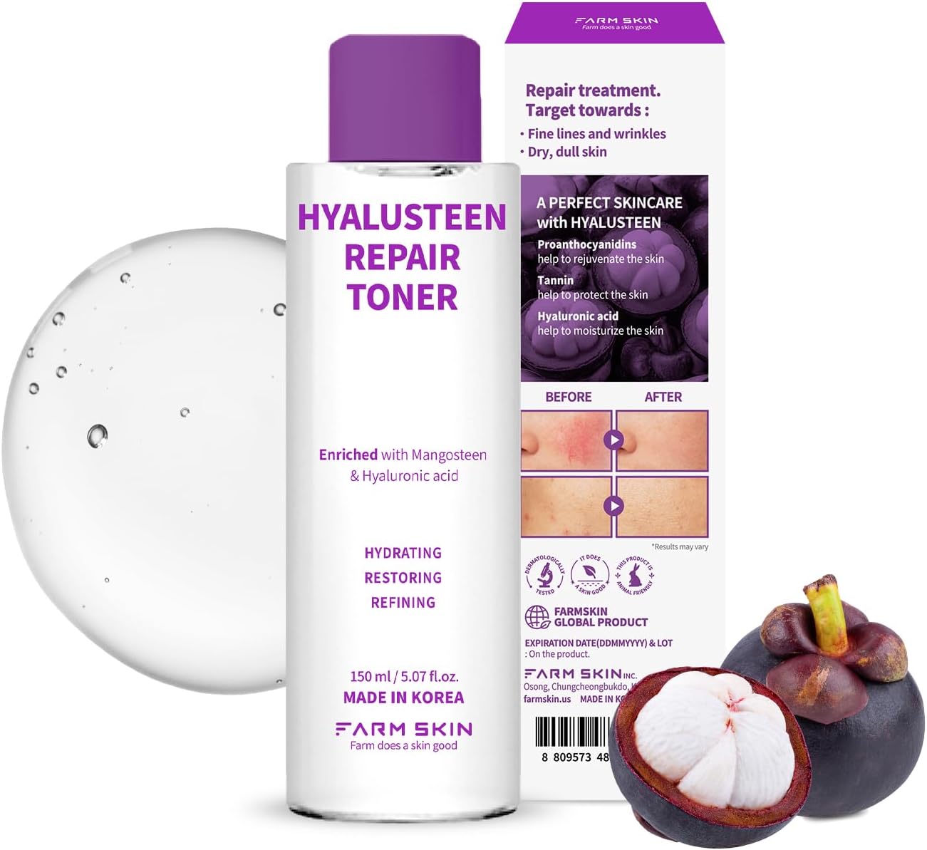 Superfood for Skin Hyalusteen Repair Toner - Facial Hydrationg Toner/Korean Skincare Soothing Toner for Face (5.07fl.oz, 150ml)