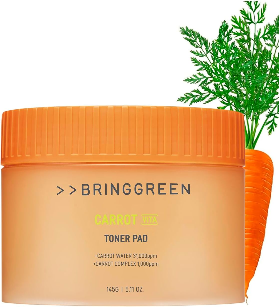 BRING GREEN Carrot Toner Pad | Contains Vitamin and Retinol to Even Out Skin Tone, Reduce Dark Spots and Blemishes for Daily Skincare (60 Count)