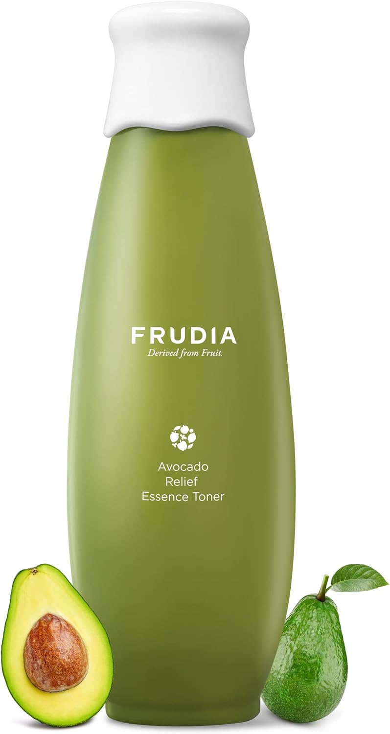 WELCOS FRUDIA Avocado Relief Essence Toner | Calming Toner for Face w/Avocado Extract, Centella Asiatica Extract & MadecassosideX4 | Korean Skin Care Soothing Toner for Sensitive Skin (6.59 fl oz)