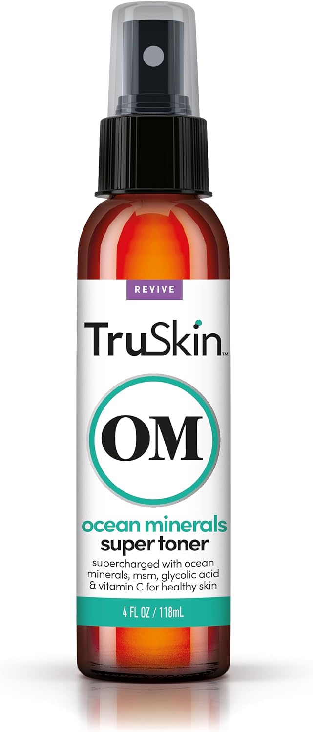 TruSkin Daily Facial Super Toner – for All Skin Types with Glycolic Acid, Vitamin C, Ocean Minerals and Organic Anti Aging Ingredients, 4 fl oz
