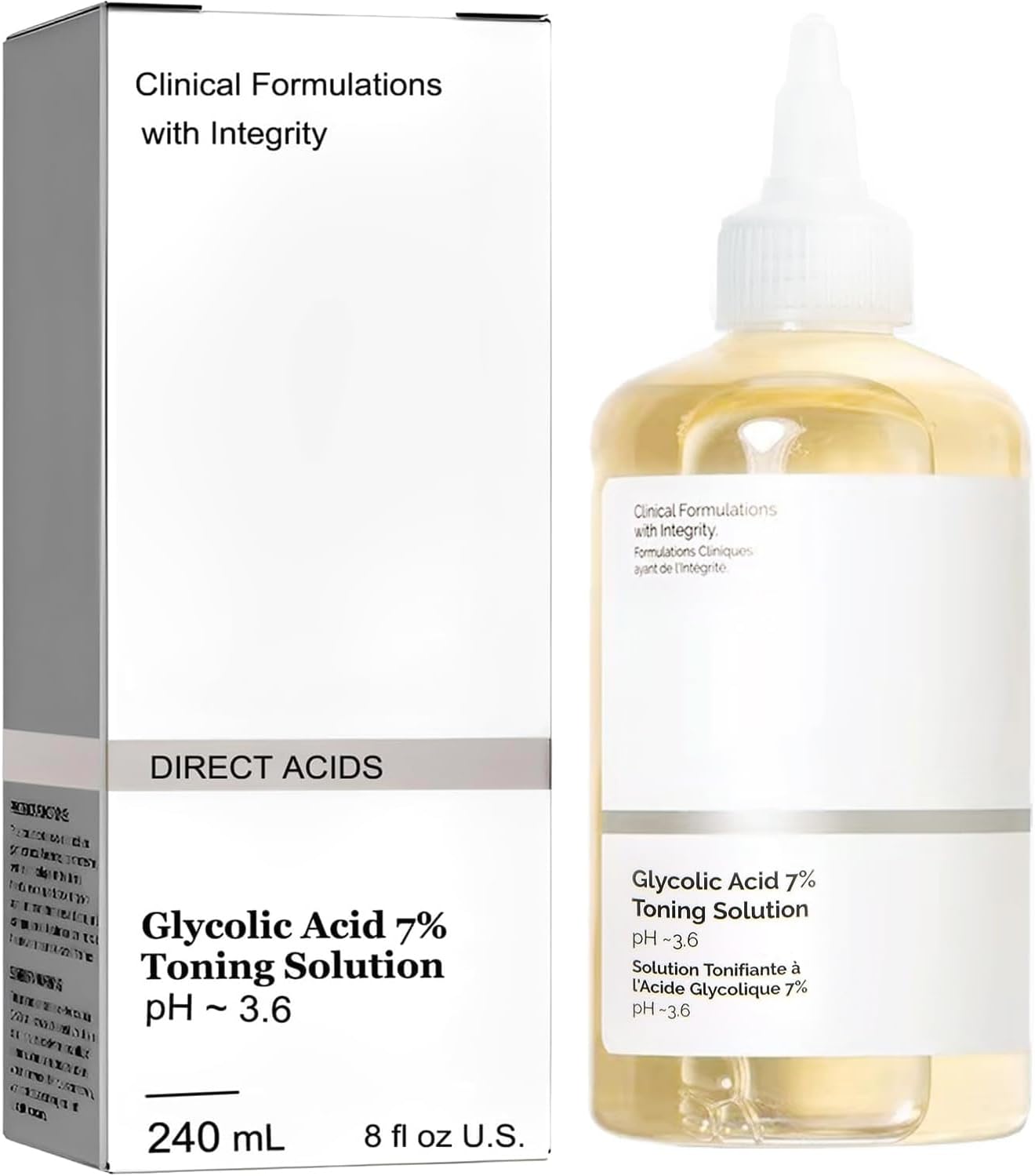 240ml Ordinary Glycolic Acid 7% Toner,Glycolic Acid 7% Toning Resurfacing Solution ,Facial Exfoliation,Solution for Blemishes and Acne,Rejuvenate Your Skin