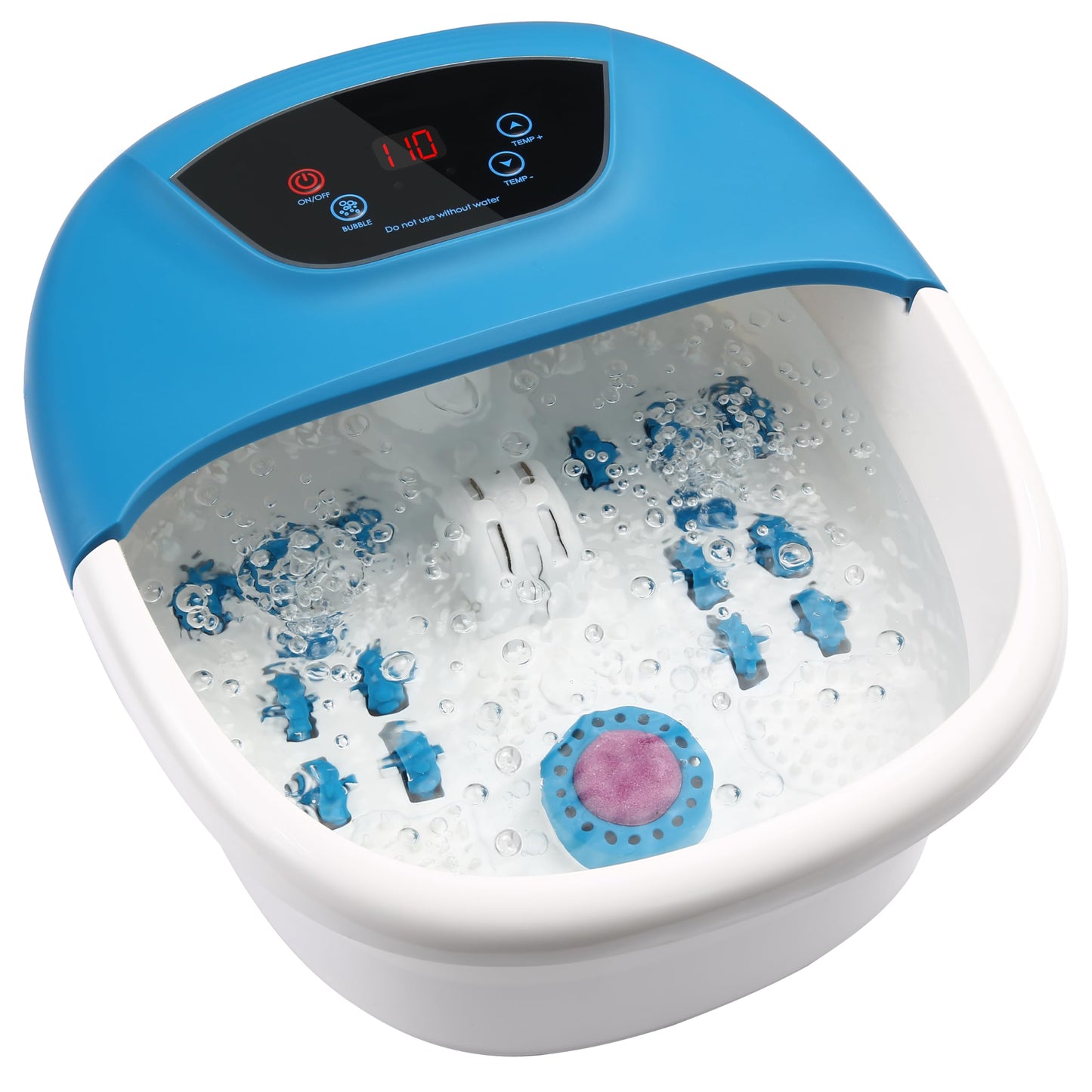 SPA4PIEDS Foot Spa Massager with Bubble Jets, Foot Bath with Customizable Heating Temperature, 14 Rollers and Removable Pumice Stone for Soothing Tired, Overworked Feet(Blue)