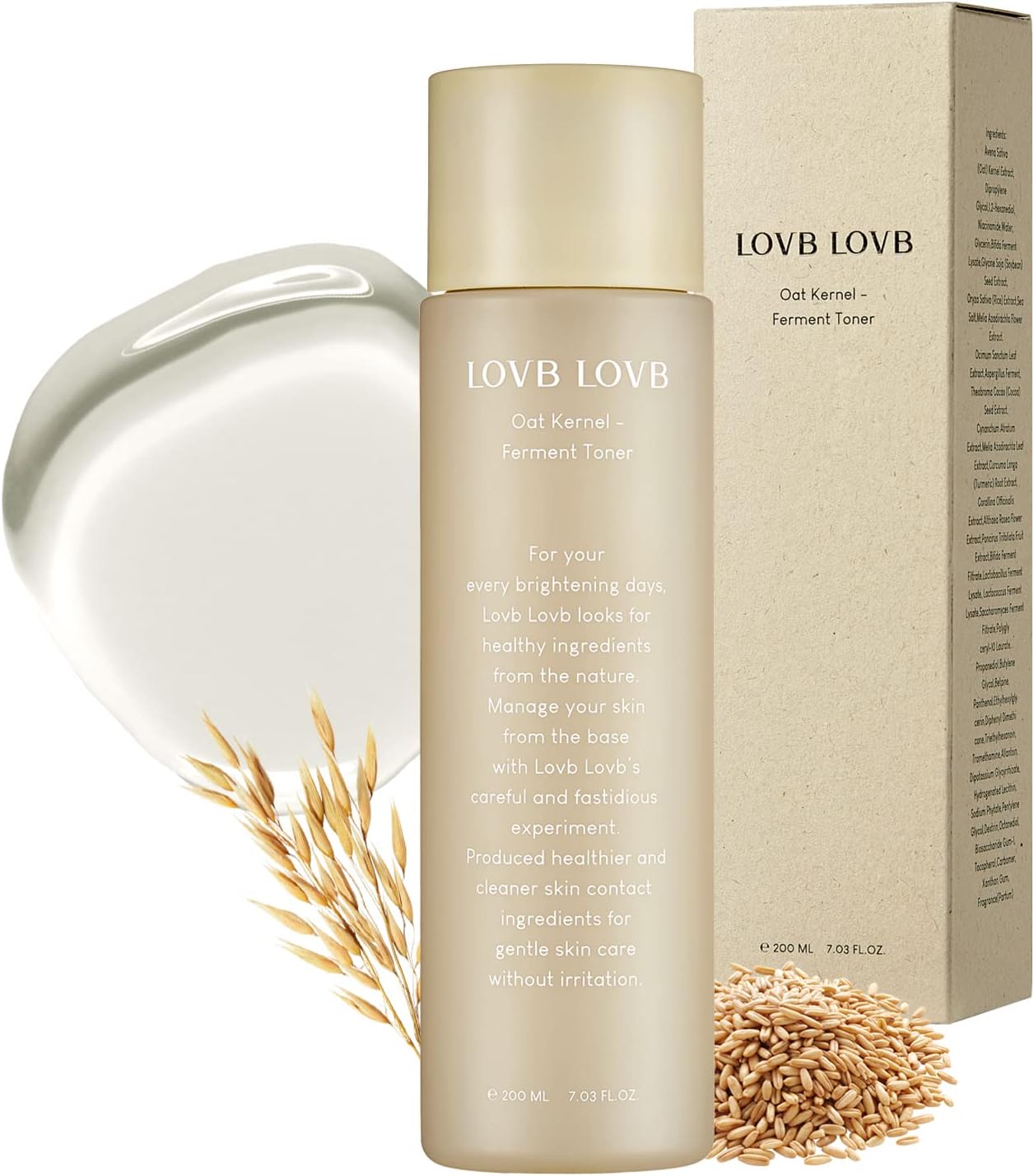 Oat Kernel-Ferment Face Toner for Sensitive and Dry Skin | Lightweight Hydrating Toner for Face | Non-Sticky, Alcohol-Free Toner for Korean Skin Care Routine 7.03 Oz