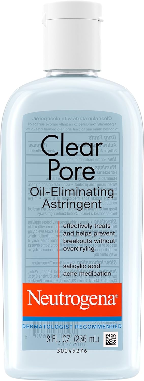 Neutrogena Clear Pore Oil-Eliminating Astringent with Salicylic Acid, Pore Clearing Treatment for Acne-Prone Skin, 8 fl. Oz (Pack of 6)