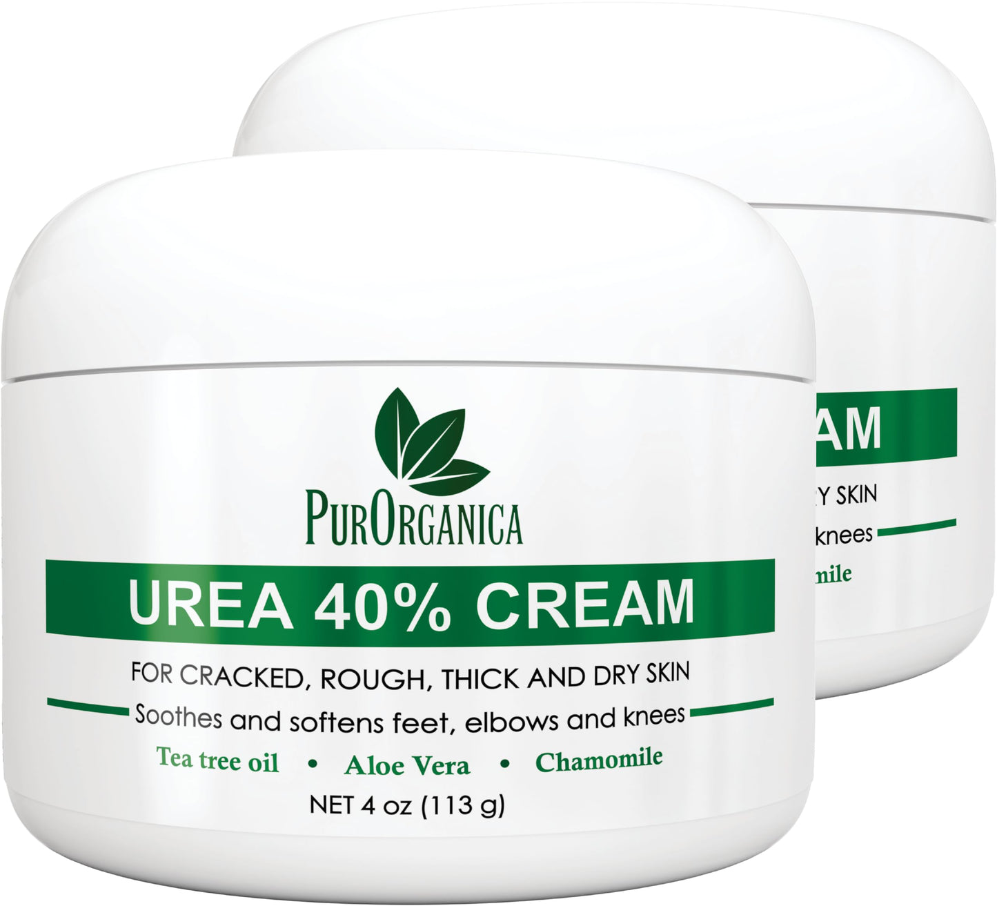 PurOrganica Urea 40% Foot Cream - Made in USA - Corn, Callus and Dead Skin Remover - Moisturizer & Rehydrater - For Thick, Cracked, Rough, Dead & Dry Skin - For Feet, Elbows and Hands - Pack of 2
