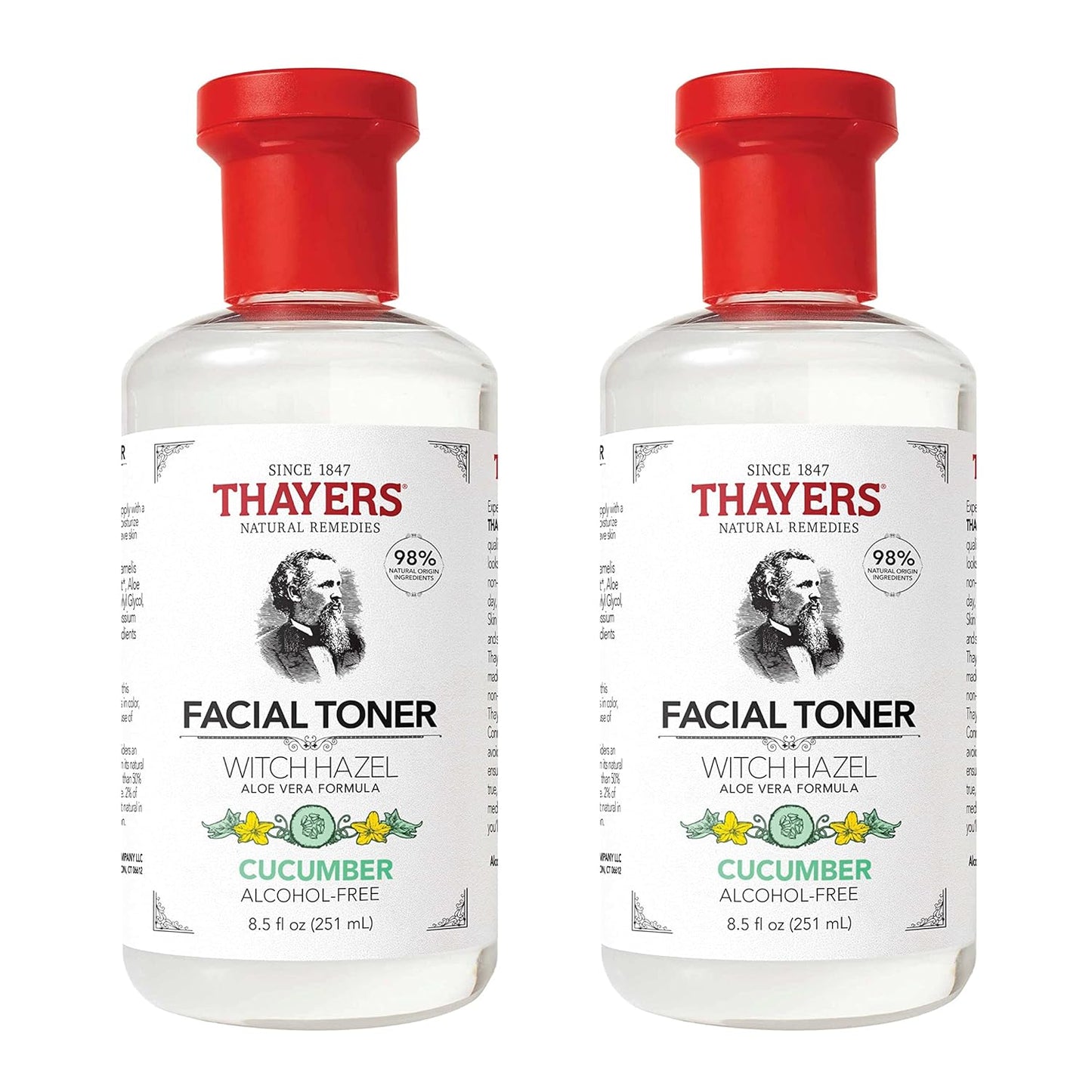 Thayers Alcohol-Free, Hydrating Cucumber Witch Hazel Facial Toner with Aloe Vera Formula, 8.5 Oz (Pack of 2)