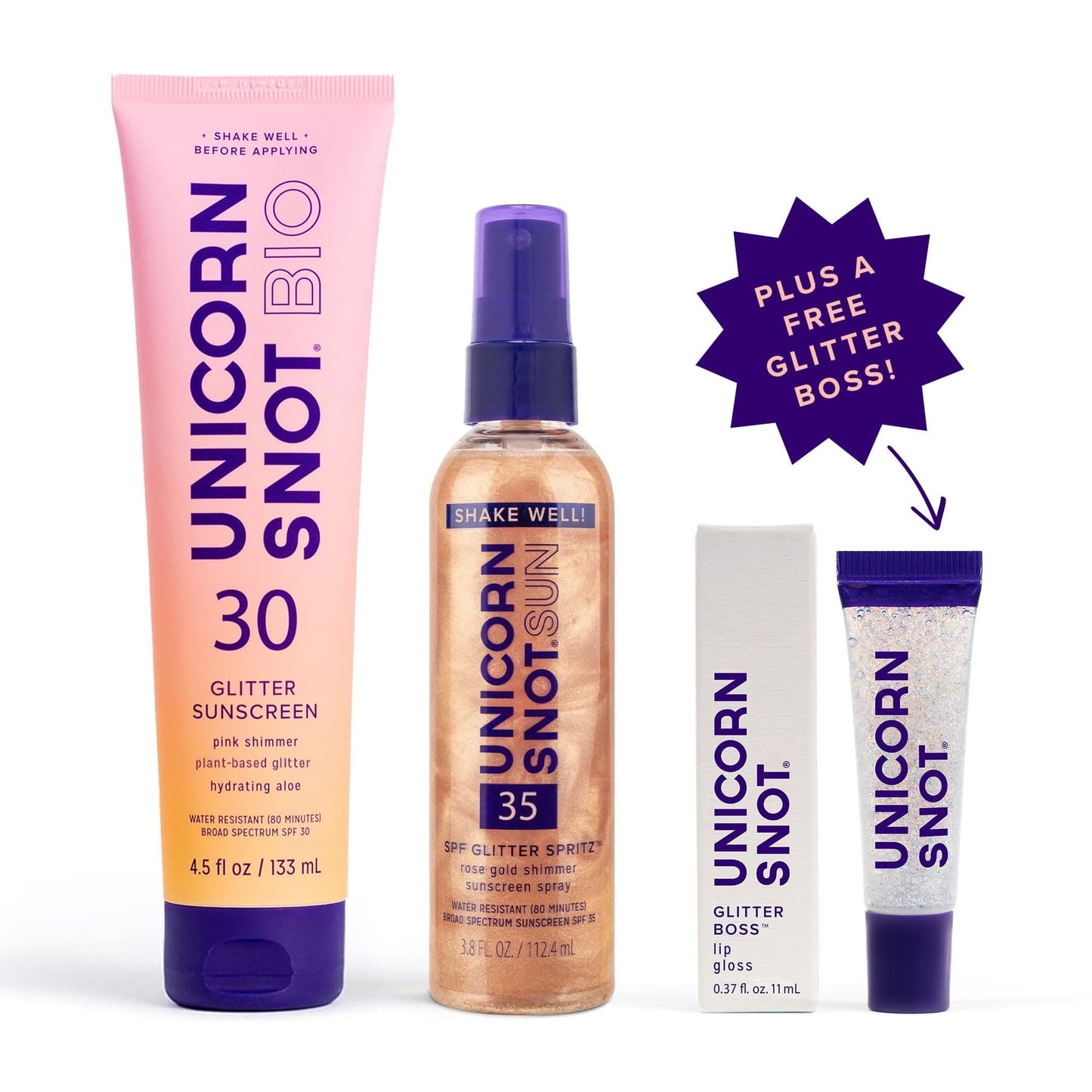 The Glitter SPF Set + FREE Glitter Boss Lip Gloss