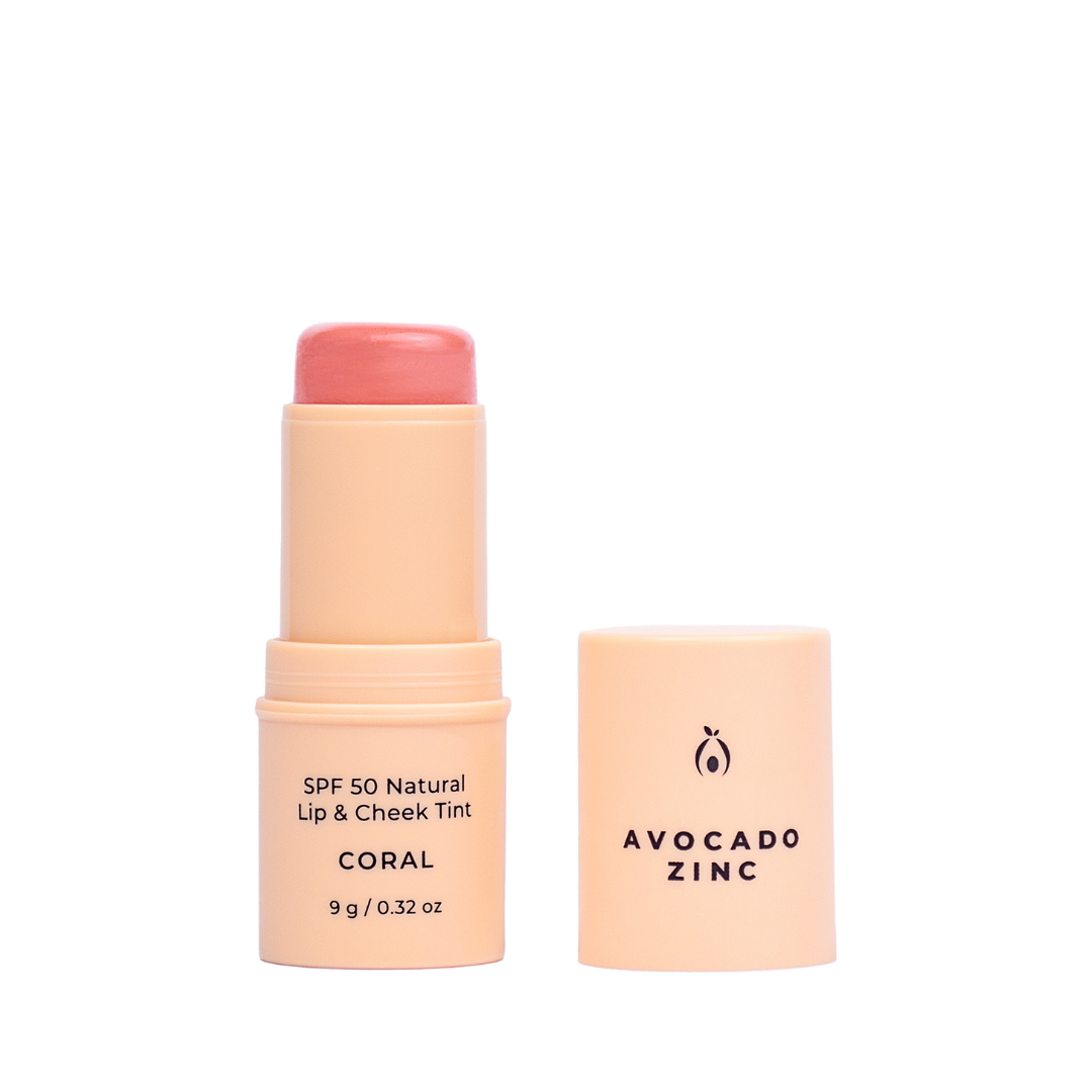 Avocado Zinc SPF 50 Natural Lip & Cheek Tint - Coral 9g