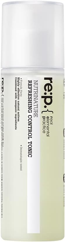 RE:P Nutrinature Refreshing Control Tonic - 100% Vegan, Cruelty-Free, Paraben Free - Purifying Sebum Control Korean Facial Toner with Green Tea & CICA for Acne-Prone & Oily Skin, 5.07 Fl Oz / 150 ml