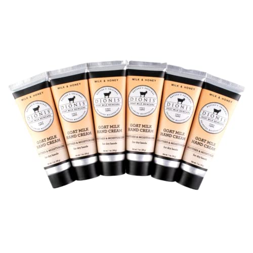 Dionis - Goat Milk Skincare Milk & Honey Scented Hand Cream (1 oz) - Set of 6 - Made in the USA - Cruelty-free and Paraben-free