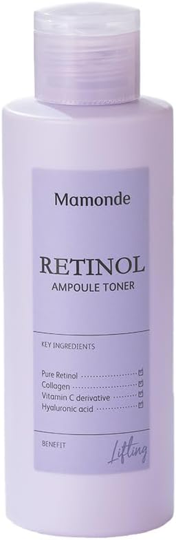 Mamonde Retinol Vegan Face Toner - Korean Daily Anti-Aging Ampoule-Like Toner for Sensitive Skin, Help Skin Elasticity, Hyaluronic Acid, Vitamin C, Dermatologically Tested, 8.45 Fl Oz.