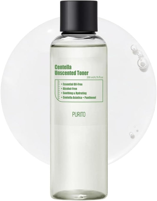 PURITO Centella Unscented Toner 6.76fl.oz/200ml, Witch Hazel-Free Alcohol-Free Facial Toner with 10% Centella Extract, Hydrating face Toner,pH5.5 Toner
