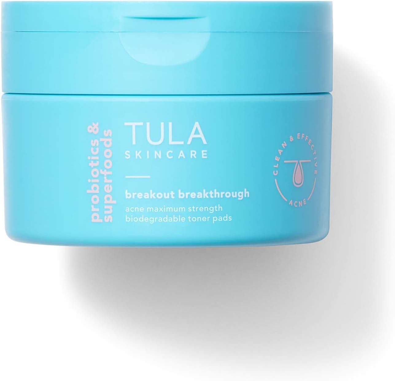 TULA Skin Care Breakout Breakthrough - Acne Maximum Strength Biodegradable Toner Pads, Non-Alcohol, Acne & Blemish Fighting, Soothes & Brightens Marks, 30 Pads