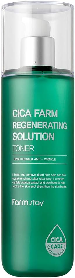 FARMSTAY CICA Farm Regenerating Solution Toner - Gentle Exfoliating Daily Face Toner, Korean Skin Care with Centella Asiatica Toner, Wrinkle Improvement Toner, for Men & Women, 6.76 Fl. Oz / 200ml