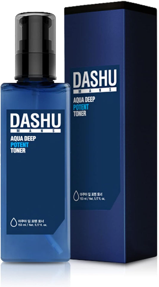 DASHU Mens Aqua Deep Potent Toner 5.17fl oz – Facial Toner, Tightens pores, All Skin Types, Recondition and purify Skin, Anti-Aging, Dead Skin Care, Moisturizing