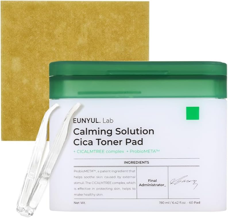 EUNYUL. Lab Calming Solution CICA Toner Pad [6.43 fl. Oz. / 190ml] 60 Pads Face Toner Pads, Face Moisturizer, Korean Skincare with Vegan Certificated Cotton Pad