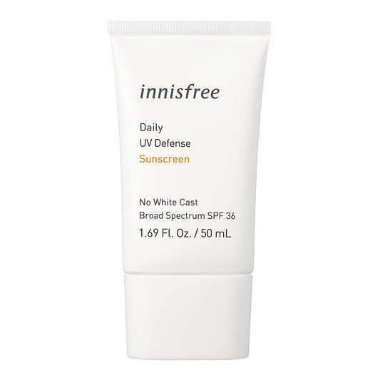Innisfree Daily UV Defense Broad Spectrum SPF 36 invisible sunscreen: Hydrating, Soothing, No white-cast, TSA Friendly
