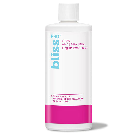 BlissPRO Liquid Facial Exfoliant & Toner Treatment with 11.8% AHA | BHA | PHA | Salicylic Acid | Wash Off Face & Skin Care Exfoliating Pore Treatment | Skin Care for Women & Men | 4 Fl Oz