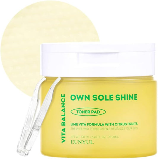 EUNYUL Vita Balance Own Sole Shine Toner Pad 70 Pads 6.43 fl. oz. Vitamin C Toner Pads Korean Skincare Vitamin Skincare