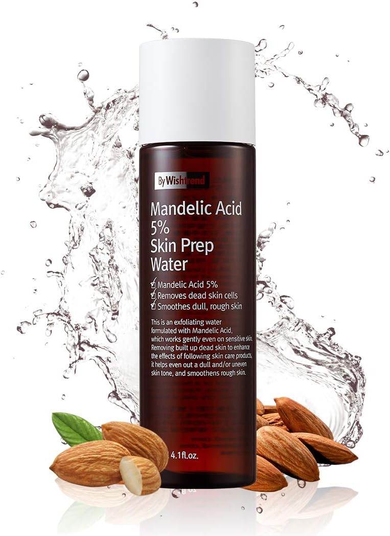[BY WISHTREND] Mandelic Acid 5% Skin prep Water, Gentle Skin Renewal, Korean Exfoliator, Aha Bha Toner, for Sensitive Skin, Helping clogged pores, Pigmentation, Glow up (4.1 Fl Oz (Pack of 1))