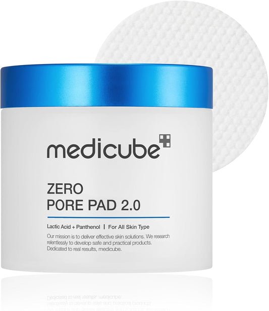 Medicube Zero Pore Pads 2.0 - Dual-Textured Facial Toner Pads for Exfoliation and Minimizing Pores with 4.5% AHA Lactic Acid & 0.45% BHA Salicylic Acid - Ideal for All Skin Types - Korean Skin Care