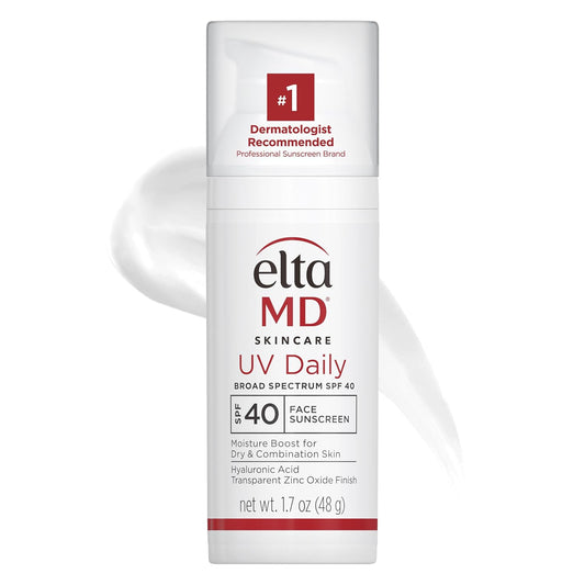 EltaMD UV Daily Face Sunscreen with Zinc Oxide, SPF 40 Facial Sunscreen, Helps Hydrate Skin and Decrease Wrinkles, Lightweight Face Moisturizer Sunscreen, Absorbs into Skin Quickly, 1.7 Oz Pump