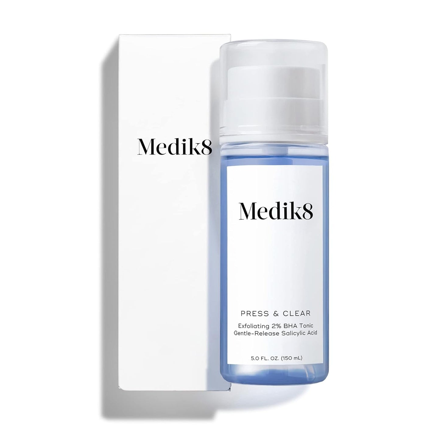 Medik8 Press and Clear - Clarifying Daily Facial Exfoliant - Exfoliating BHA Toner with Gentle-Release Salicylic Acid - Fast Action on Blemishes - Supports Skin's Natural Moisture Barrier - 5 oz