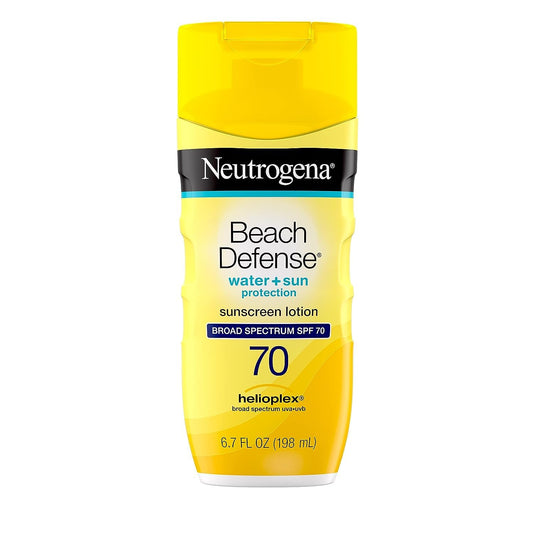 Neutrogena Beach-Resistant Sunscreen Lotion with Broad-Spectrum UVA/UVB Protection, Oil-Free, PABA-Free, Oxybenzone-Free, SPF 70, 6.7 oz