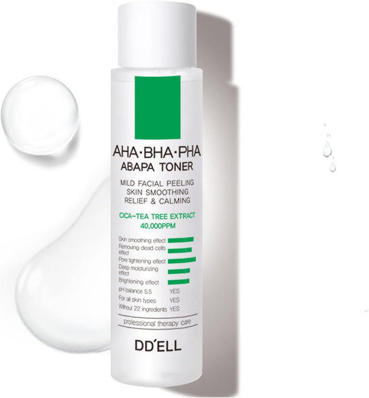 [DD’ell] Facial Toner, Centella CICA Extract 40,000PPM Exfoliating, ABAPA (AHA & BHA & PHA), Soothing & Hydrating Skin 5.29 fl. oz. Korean Skin Care | Cruelty-Free, Alcohol-Free, Paraben-Free