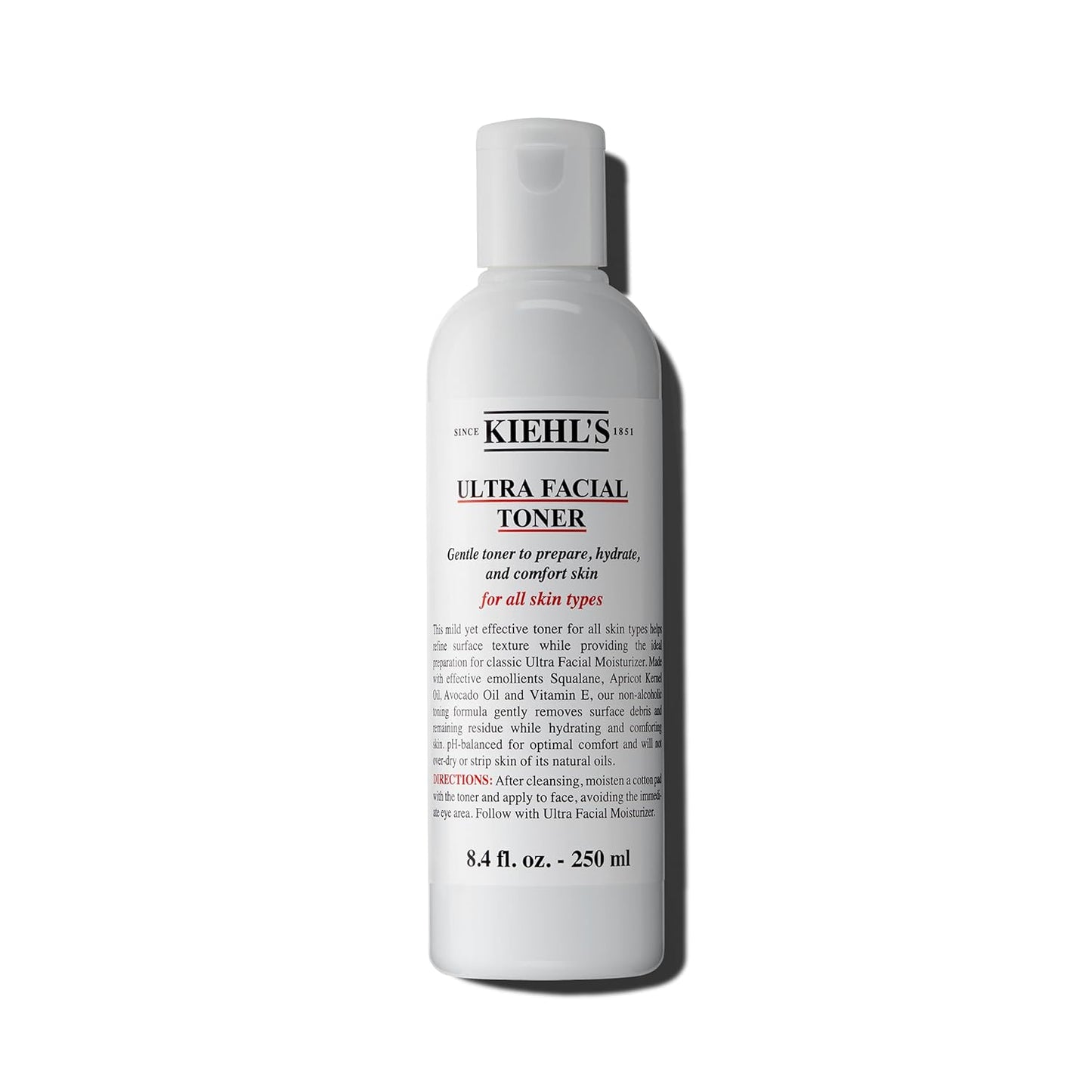 Kiehl's Ultra Facial Toner with Squalane, Gentle Alcohol-free Face Toner, Hydrates Skin and Refines Skin Texture, Non-stripping Formula, with Avocado Oil & Vitamin E, Paraben-free, Fragrance-free