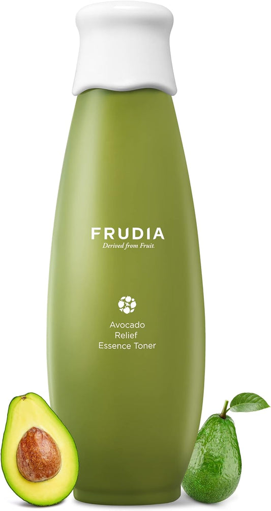 WELCOS FRUDIA Avocado Relief Essence Toner | Calming Toner for Face w/Avocado Extract, Centella Asiatica Extract & MadecassosideX4 | Korean Skin Care Soothing Toner for Sensitive Skin (6.59 fl oz)