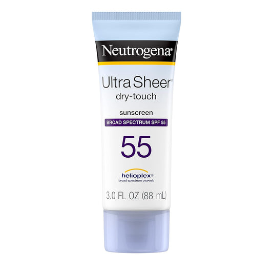 Neutrogena Ultra Dry-Touch Sunscreen Lotion, Broad Spectrum SPF 55, UVA/UVB Protection, Lightweight Water Resistant, 3 Fluid Ounces