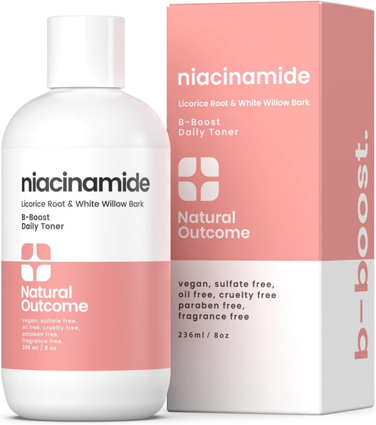 Natural Outcome Niacinamide Toner for Face | Radiance Boosting Toner - with Salicylic Acid & Aloe Vera | Advance Toning Solution Rejuvenates Skin & Minimizes Pore Appearance | Fragrance Free | 8 oz
