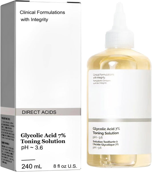 240ml Ordinary Glycolic Acid 7% Toner，Glycolic Acid 7% Toning Resurfacing Solution ，Facial Exfoliation，Solution for Blemishes and Acne，Rejuvenate Your Skin