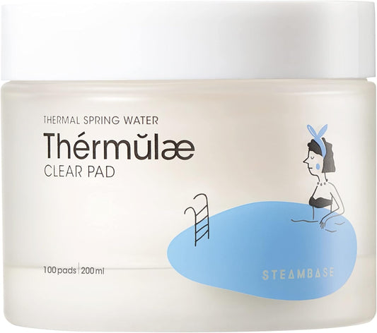 Thermulae Clear Pads 100ct | Facial Toner Pads | Hyaluronic Acid Complex | 6.76 fl.oz of Hydrating Nutrient Rich Essence to Restore Balanced Complexion | Korean Skin Care K Beauty