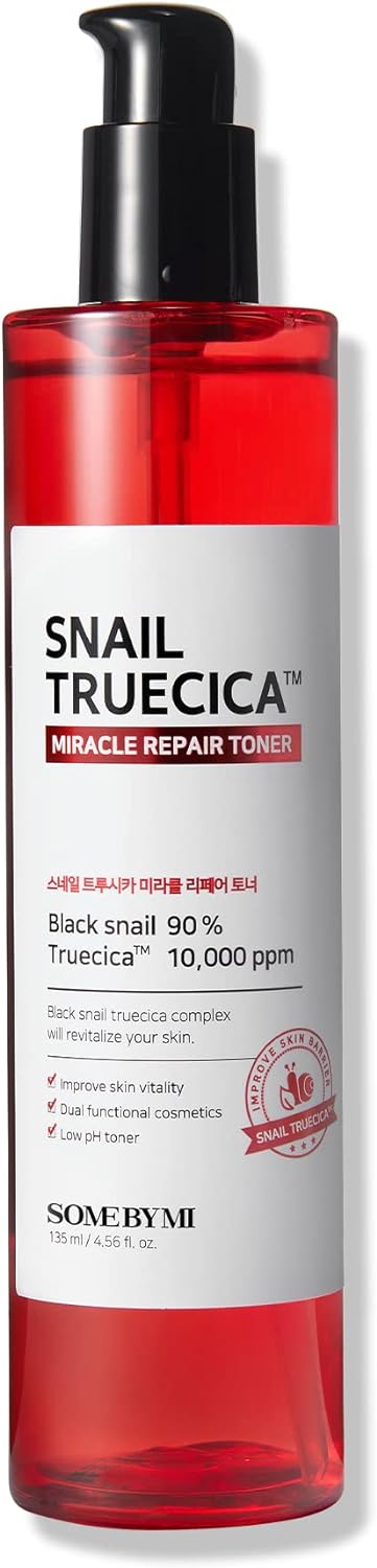 SOME BY MI Snail Truecica Miracle Repair Toner - 4.6Oz, 135ml - Made from Snail Mucin for Sensitive Skin - Daily Repair Face Toner with Skin Texture and Pigmentation Care - Korean Skin Care