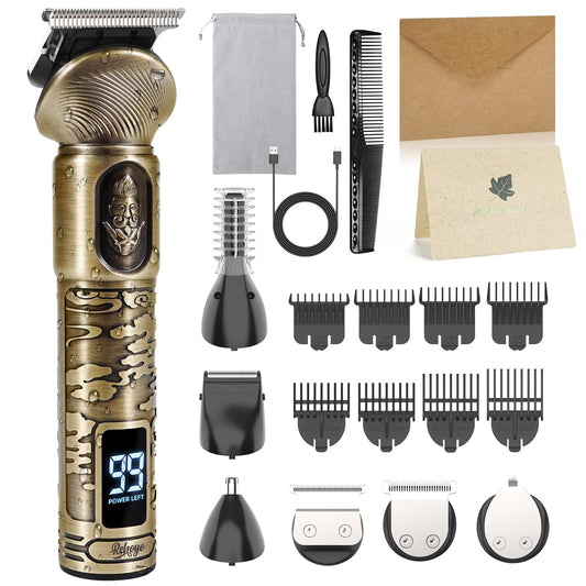REHOYO Beard Trimmer for Men, Waterproof Cordless Hair Clipper, Electric Razor Shaver, Mens Grooming Kit for Mustache Nose Body Facial Hair, Rechargeable Beard Trimmer Kit, Gifts for Men